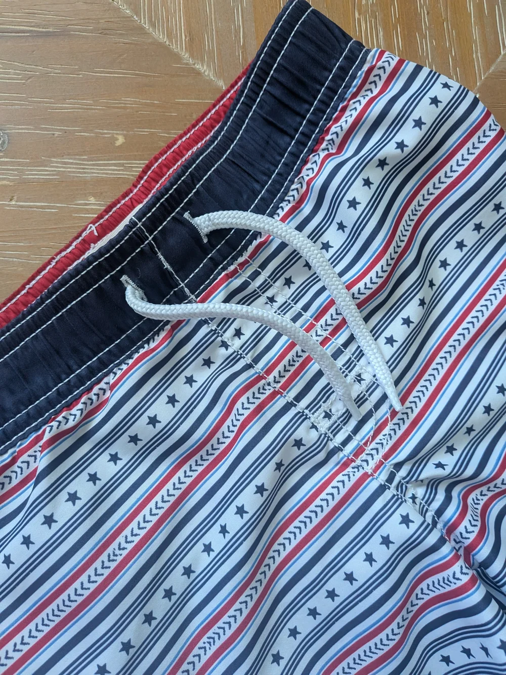 Old Navy 3T+ Red, Navy & White Striped Swimming Trunks